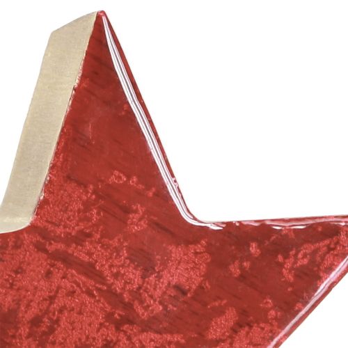 Floristik24 Wooden star red natural star mango wood table decoration Ø10cm 3 pcs