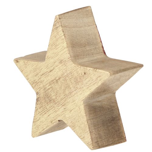 Floristik24 Wooden star red natural star mango wood table decoration Ø10cm 3 pcs