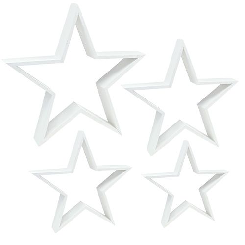 Wooden star set white 4pcs