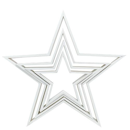 Floristik24 Wooden star set white 4pcs