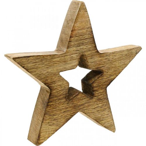 Product Wooden star flamed wooden decoration Christmas star standing 15cm