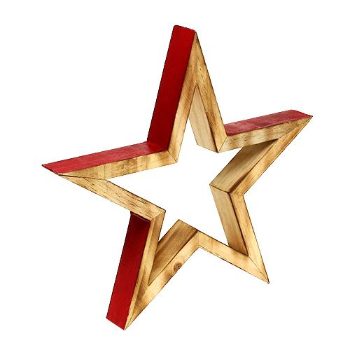 Floristik24 Wooden star open nature, red 24.5cm 2pcs