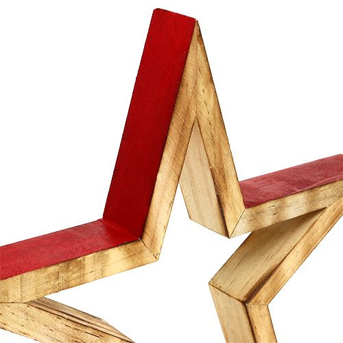 Floristik24 Wooden star open nature, red 24.5cm 2pcs