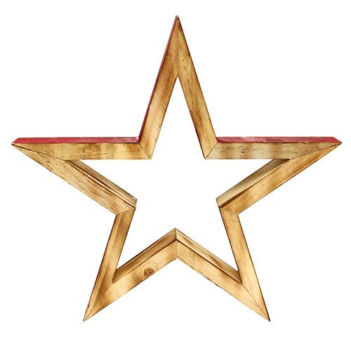 Floristik24 Wooden star open nature, red 24.5cm 2pcs