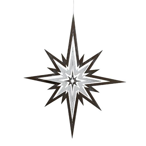 Floristik24 Wooden star to hang gray, white 48cm x 40cm
