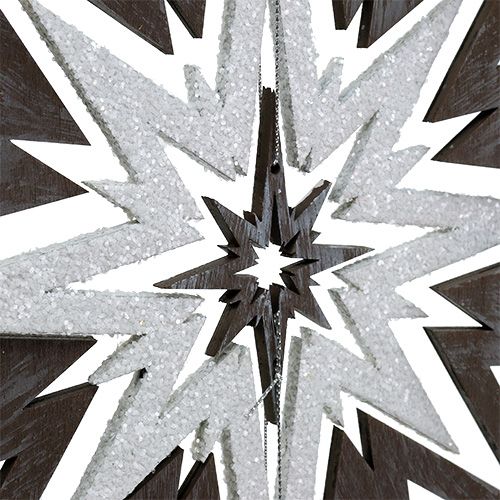 Product Wooden star to hang gray, white 48cm x 40cm