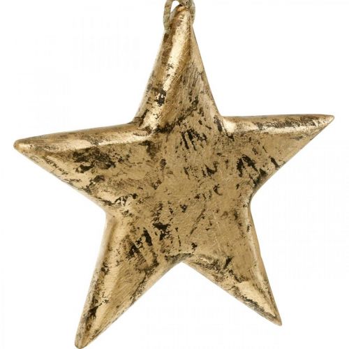 Floristik24 Star to hang, wood decoration with gold effect, Advent 14cm × 14cm