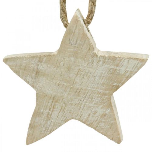 Product Wooden star Christmas tree decorations natural, white washed 5cm 36pcs