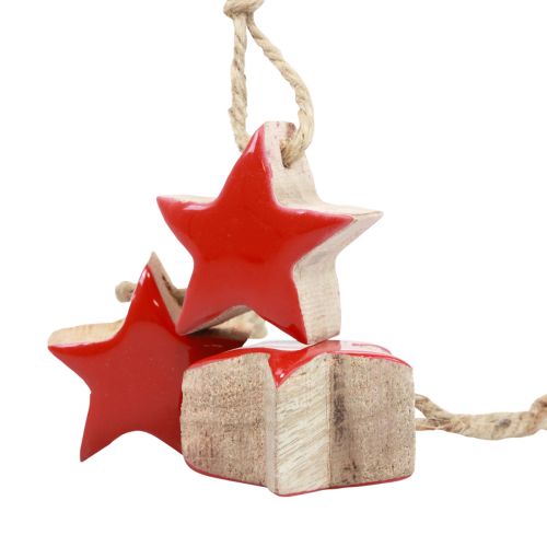 Floristik24 Wooden star Christmas tree decoration red, natural decorative stars 5 cm 24 pcs