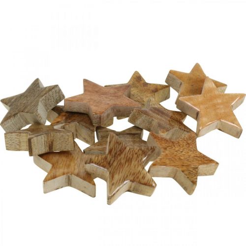 Product Wooden Stars Scatter Decoration Star Christmas Natural Shine H5cm 12 Pcs