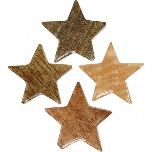 Product Wooden stars scatter decoration star Christmas nature shine H5cm 12 pieces