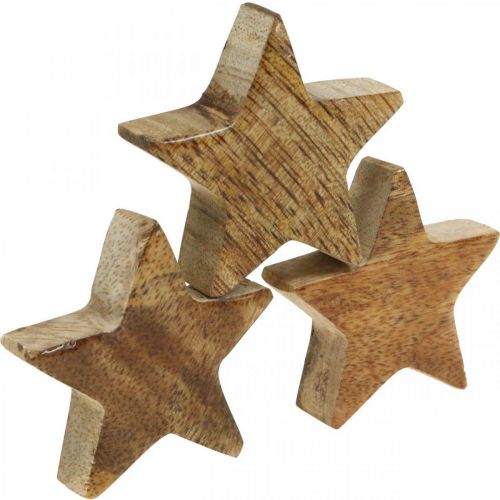 Product Wooden Stars Scatter Decoration Star Christmas Natural Shine H5cm 12 Pcs