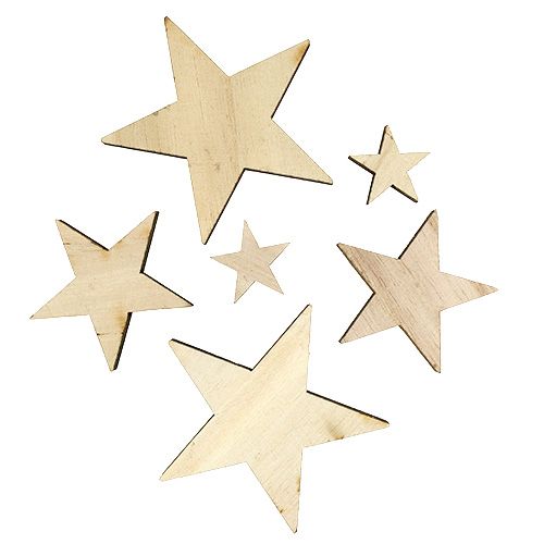 Floristik24 Wooden stars 2.5cm -7cm natural 48 pcs