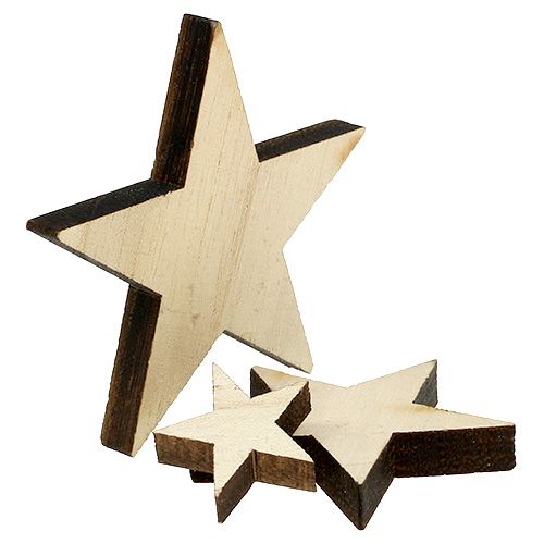Floristik24 Wooden stars 2.5cm -7cm natural 48 pcs