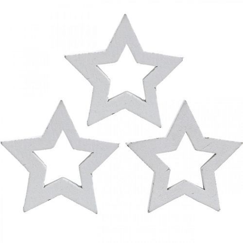 Floristik24 Wooden stars confetti Christmas stars white 3cm 72 pcs