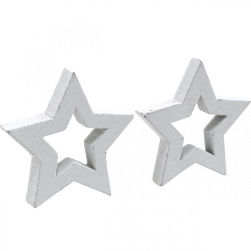 Floristik24 Wooden stars confetti Christmas stars white 3cm 72 pcs