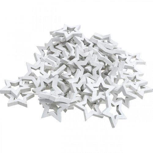 Floristik24 Wooden stars confetti Christmas stars white 3cm 72 pcs