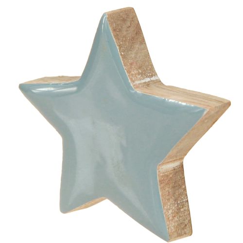 Product Wooden stars table decoration stars white blue turquoise 5cm 12 pieces