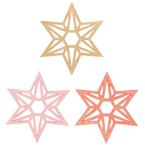 Floristik24 Wooden stars Christmas decoration wooden stars orange 8cm 16 pcs