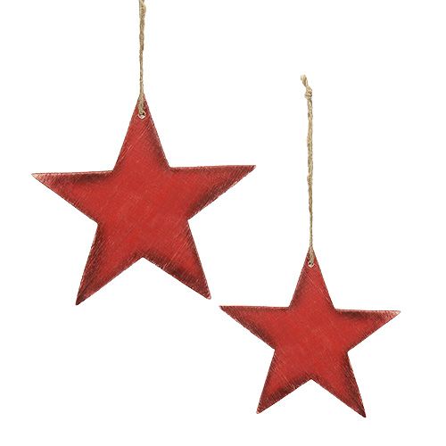 Floristik24 Wooden Stars for Hanging 9/13cm Red 12 pcs