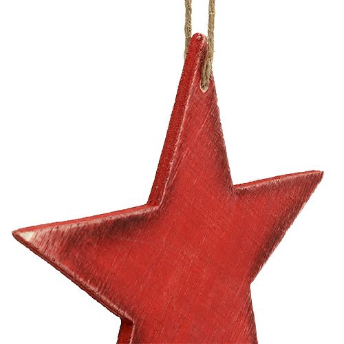 Product Wooden Stars for Hanging 16.5cm/20cm Red 6 pcs