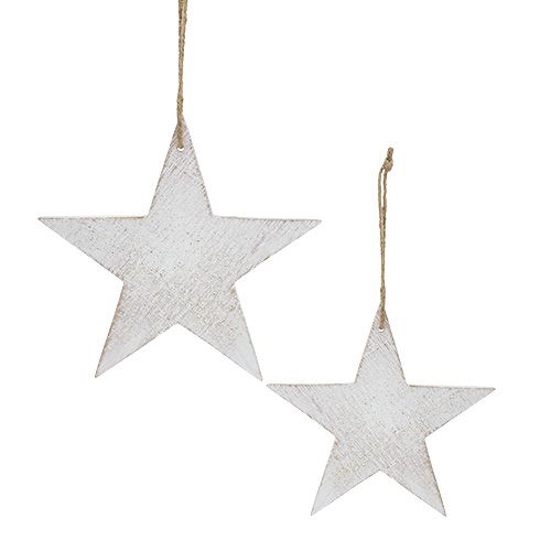 Wooden Stars for Hanging 9/13cm White 12 pcs