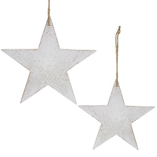 Floristik24 Wooden stars to hang 16.5cm / 20cm white 6pcs