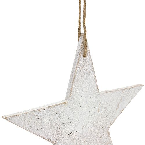 Floristik24 Wooden stars to hang 16.5cm / 20cm white 6pcs