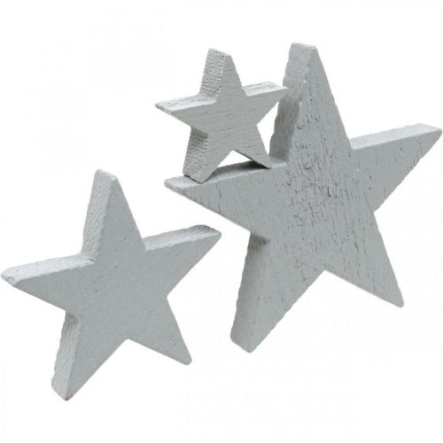 Floristik24 Wooden stars decoration confetti Christmas grey 3/5/7cm 29 pcs