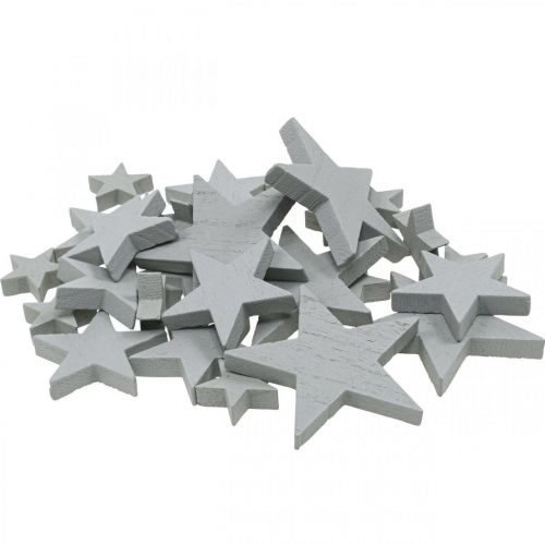 Floristik24 Wooden stars decoration confetti Christmas grey 3/5/7cm 29 pcs
