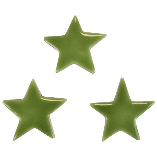 Floristik24 Wooden stars Christmas decoration confetti gloss light green Ø5cm 8 pcs