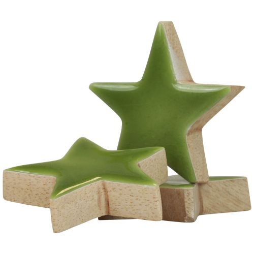 Floristik24 Wooden stars Christmas decoration confetti gloss light green Ø5cm 8 pcs