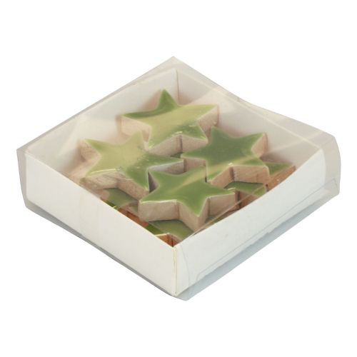 Floristik24 Wooden stars Christmas decoration confetti gloss light green Ø5cm 8 pcs