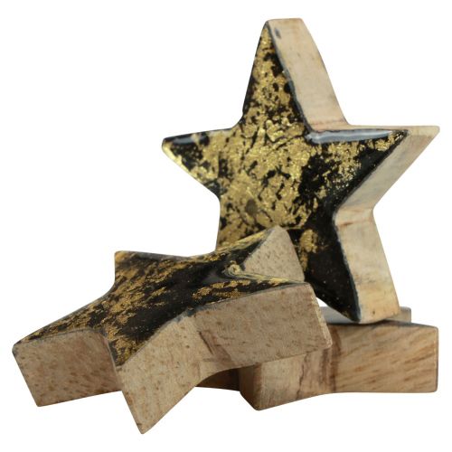 Floristik24 Wooden Stars Christmas Black Gold Shine Ø5cm 8 pcs