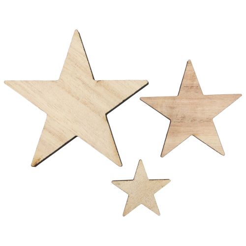 Floristik24 Wooden stars decoration scatter decoration Christmas natural 3/5/7cm 29pcs