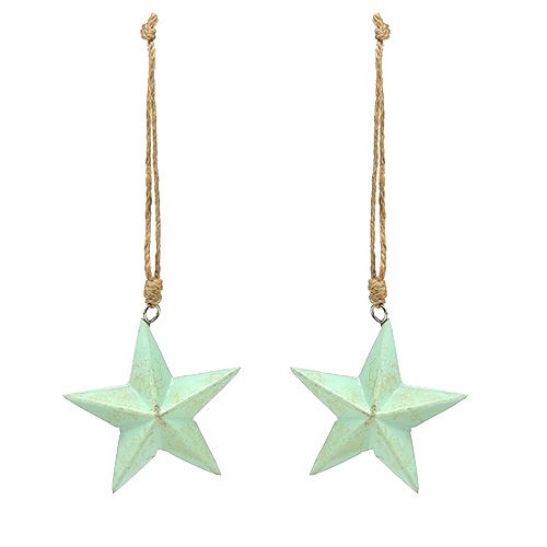 Floristik24 Wooden stars to hang light green 7.5cm 4pcs