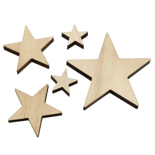 Floristik24 Christmas wooden stars mix natural 2.5cm - 7.5cm 40pcs