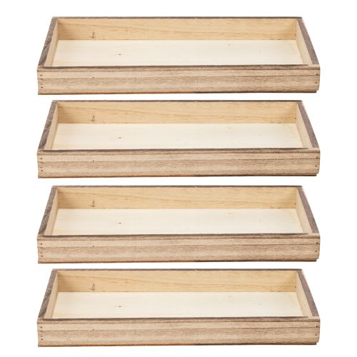 Product Rectangular wooden tray, practical organizer, versatile, robust design, 30cm, 4 pieces