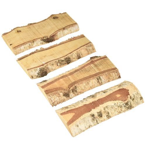 Floristik24 Wooden tray with tree bark birch wood decoration 25×10×2cm 4 pieces