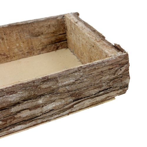 Product Wooden tray with natural tree bark 40cm x 15cm x 5cm