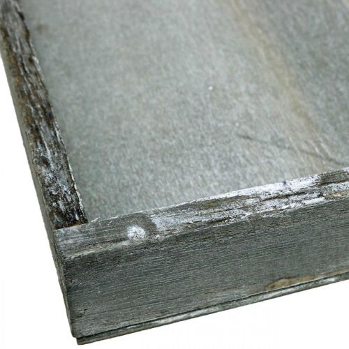 Product Tray wood square grey, white table decoration shabby chic 24.5×24.5cm 2pcs