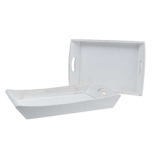 Floristik24 Wooden tray 2-set 42x28 / 35.5x24cm white