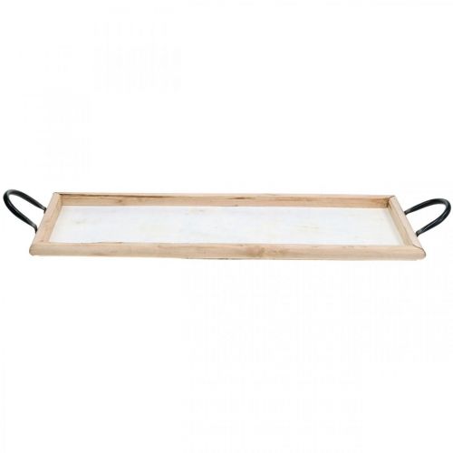 Floristik24 Wooden tray with metal handles, plant bowl, decorative tray natural L50cm