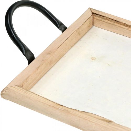 Product Wooden tray with metal handles, plant bowl, decorative tray natural L50cm