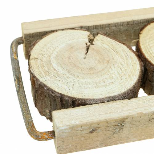 Decorative tray wood with tree slices 34cm x 12cm H3cm