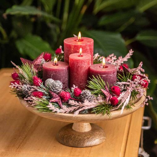 Floristik24 Wooden tray, decorative tray, decorative plate round Ø30cm H12cm