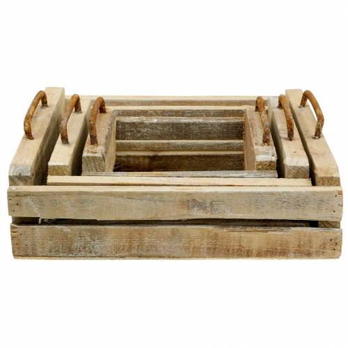 Floristik24 Wooden tray with handles square 30×30/24×24/18×18cm set of 3