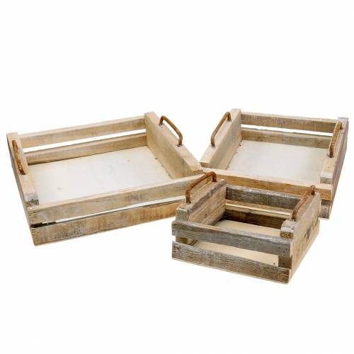 Wooden tray with handles square 30×30/24×24/18×18cm set of 3