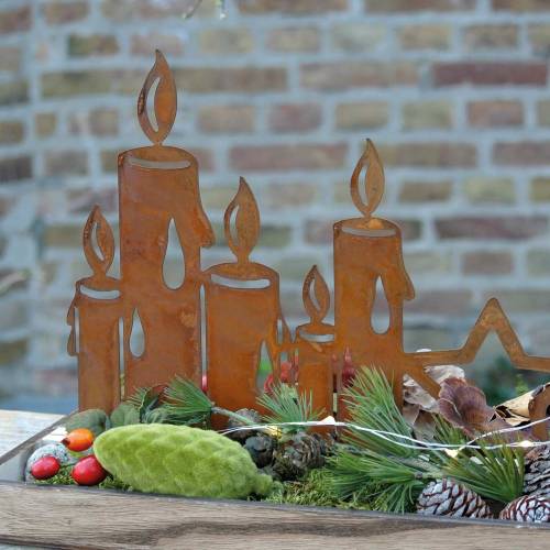 Floristik24 Wooden tray candle silhouette patina 50cm × 17cm