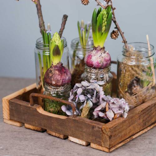 Floristik24 Wooden tray with metal handles natural 20/25 / 30cm set of 3